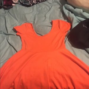 Orange dress mid thigh length